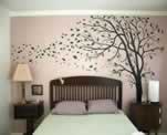 Modern Tree Mural on Bedroom Wall